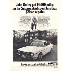 1974 Subaru Leone 4 Door Sedan Vintage Print Ad Topsfield Massachusetts Wall Art
